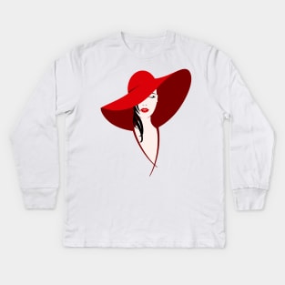 Lady in red Kids Long Sleeve T-Shirt
